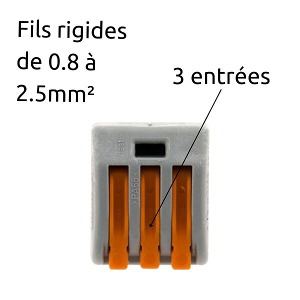 WAGO - Borne rapide automatique à cliquet S222 - 3 entrées - Wago - large