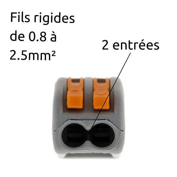 WAGO - Borne rapide automatique à cliquet S222 - 2 entrées - Wago - large