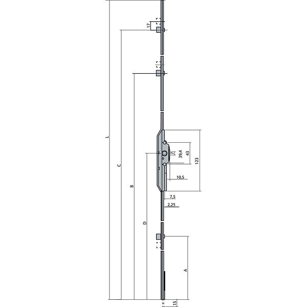 FERCO - Crémone bidirectionnelle FERCO F75 ajustable G204650601 - large