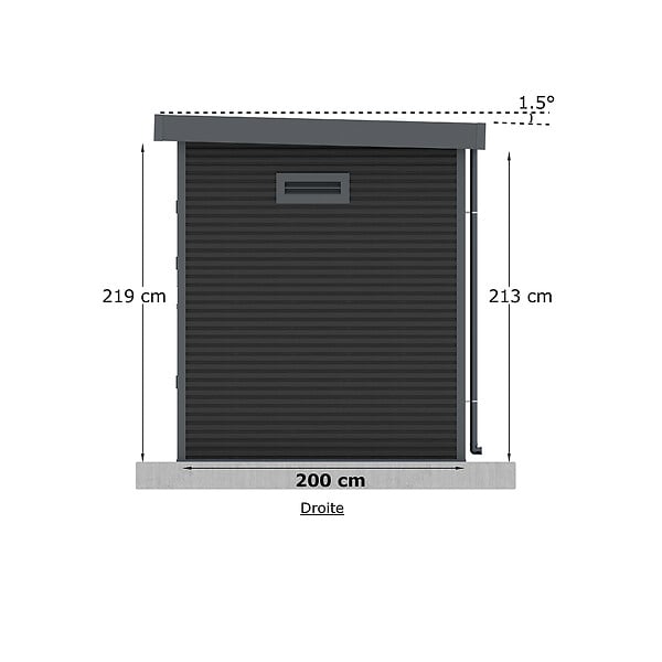 BARAC - Abri de jardin en bois composite Onyx 32 - Surface utile : 5.60m² - large