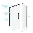 AURLANE - Porte de douche coulissante 140x200 cm noir mat - rail soft close + RETOUR 90 cm - vignette