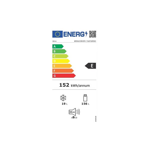 BEKO - réfrigérateur 1 porte 54cm 175l encastrable - BSSA210K4SN - large
