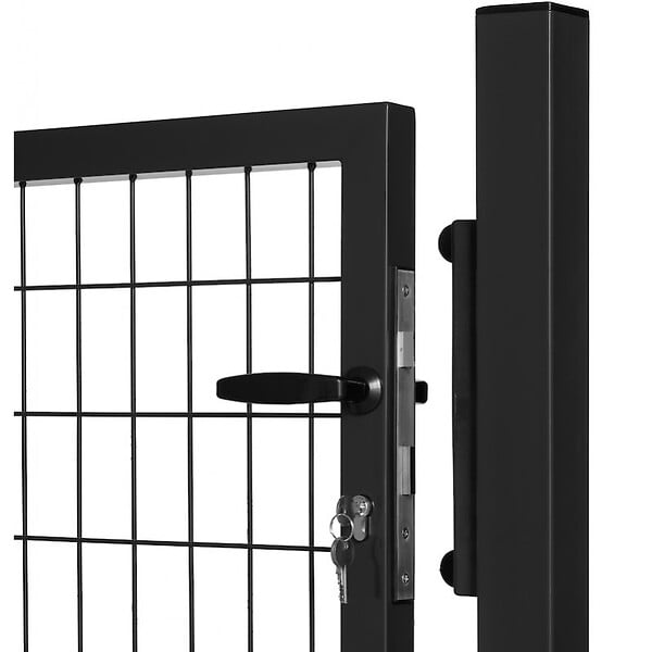 EASY CLOTURE - Portillon grillagé en acier galvanisé maille 100 x 50 L 1m20 x 1m20 Noir - large