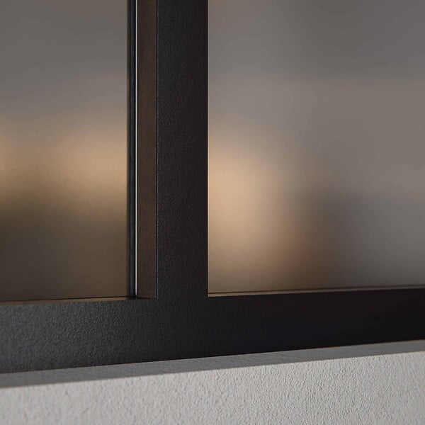 MON MARCHE DECO - Verrière 4 Carreaux - En Kit - Noir Sablé - Verre Dépoli - large