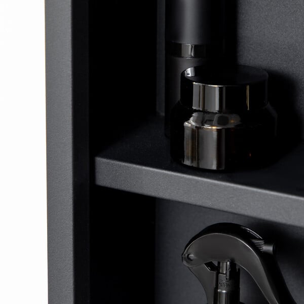 KLEANKIN - Armoire miroir murale salle de bain toilette dim. 40L x 12l x 60H cm acier inox. noir verre - large