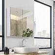 HOMCOM - Armoire miroir rangement toilette salle de bain meuble mural dim. 60L x 12l x 55H cm acier inox. - vignette