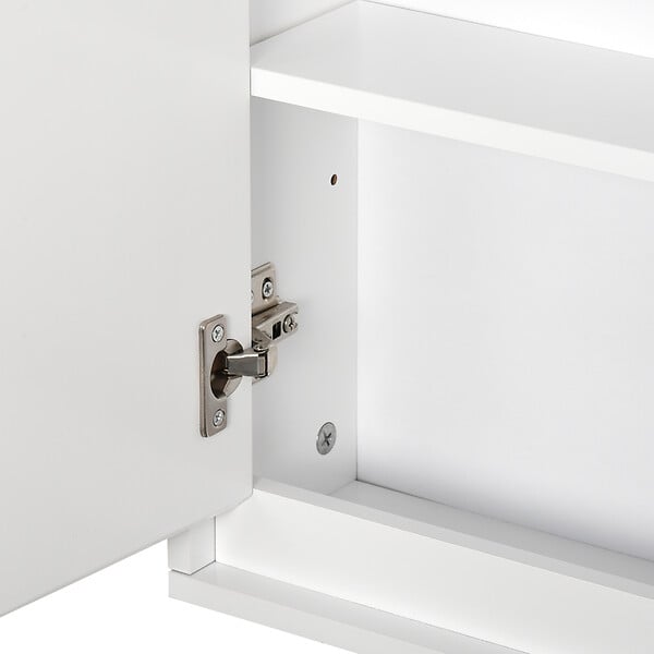HOMCOM - Armoire murale miroir salle de bain 2 étagères dim. 48L x 14l x 45H cm panneaux particules MDF blanc - large
