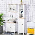 HOMCOM - Armoire murale de salle de bain avec étagère réglable et 2 portes avec miroir en MDF - dim. 56I x 14P x 46H cm - vignette
