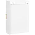 KLEANKIN - Armoire murale de salle de bain - porte, 2 étagères - poignée métal doré MDF blanc - vignette