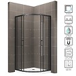 SANIVERRE - TIBYBLACK Cabine de douche 100x100 H190 cm 1/4 de cercle noir verre transparent 6 mm - vignette