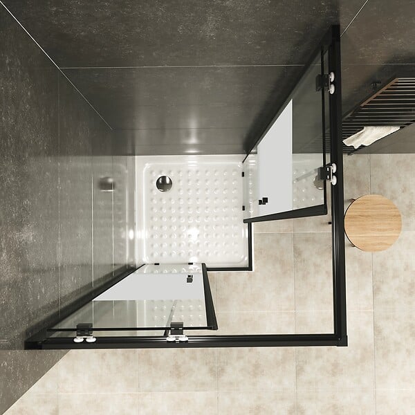 SANIVERRE - LANABLACK+ Cabine de douche 90x90 H190 cm centre-opaque verre 6 mm porte coulissante - large