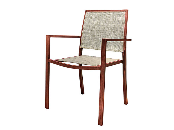 JARDILINE - Table rectangulaire extensible Santorin 8/10 personnes en aluminium finition uni terracotta avec 10 fauteuils - Jardiline - large