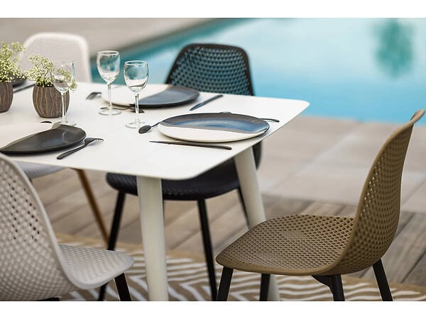 JARDILINE - Table de jardin rectangulaire en aluminium blanc Corfou - 6 places - Jardiline - large