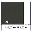 DECKLINEA - Kit Clôture Bois Composite Gris Anthracite 5,5x1,8m RIO - Poteaux en Aluminium Gris - Brise Vue - Palissade - vignette