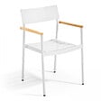 OVIALA - Fauteuil de jardin en aluminium et bois blanc  - Leeds - vignette
