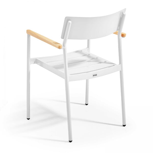 OVIALA - Fauteuil de jardin en aluminium et bois blanc  - Leeds - large