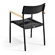 OVIALA - Fauteuil de jardin en aluminium et bois noir  - Leeds - vignette