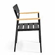 OVIALA - Fauteuil de jardin en aluminium et bois noir  - Leeds - vignette