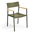 OVIALA - Fauteuil de jardin en aluminium et bois vert kaki - Leeds - vignette