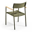 OVIALA - Fauteuil de jardin en aluminium et bois vert kaki - Leeds - vignette