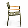 OVIALA - Fauteuil de jardin en aluminium et bois vert kaki - Leeds - vignette