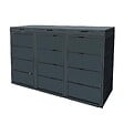 ATOLE - Cache poubelle extérieur triple en acier galvanisé - Abri poubelle pour 3 conteneurs 120 Litres - Anthracite RAL7016 - vignette