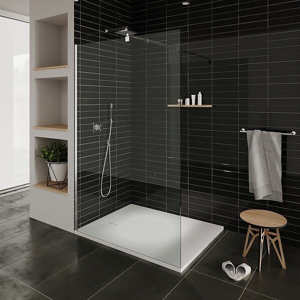 SANIVERRE - BAYA Receveur de douche 70 x 160 cm Blanc extra-plat aspect pierre + bonde incluse - large