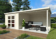 WHITE WOOD - Abri de jardin Lya 1 en bois naturel ép.28 mm et pergola - White Wood - 19,6m² - vignette