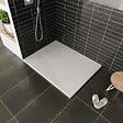 SANIVERRE - BAYA Receveur de douche 80 x 80 cm Blanc extra-plat aspect pierre + bonde incluse - vignette