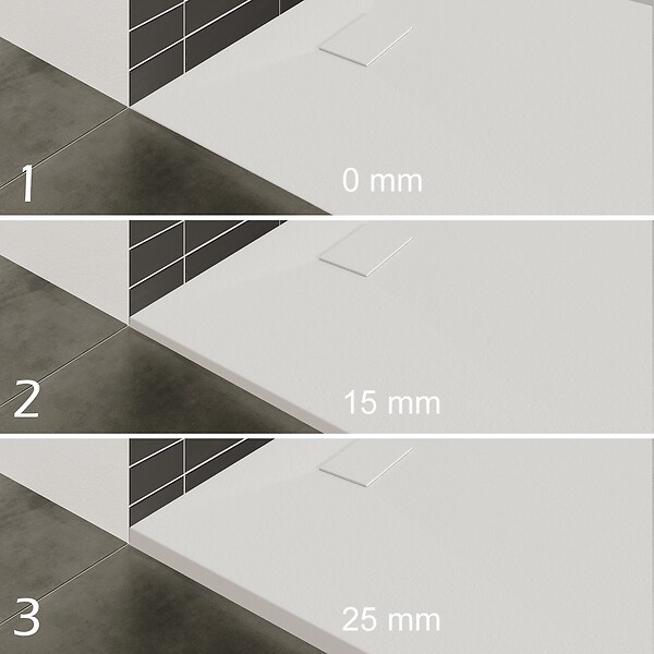 SANIVERRE - BAYA Receveur de douche 80 x 80 cm Blanc extra-plat aspect pierre + bonde incluse - large