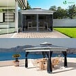 VOUNOT - Tonnelle de jardin exterieure pliable avec moustiquaire Pop up 3.6x3.6m gris - vignette