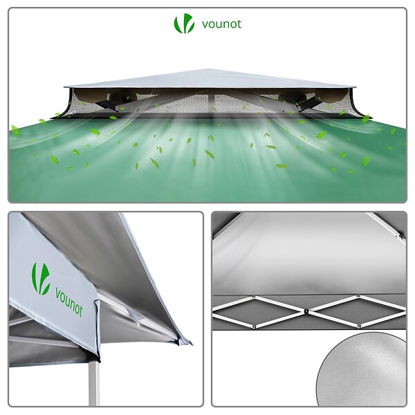 VOUNOT - Tonnelle de jardin exterieure pliable avec moustiquaire Pop up 3.6x3.6m vert - large
