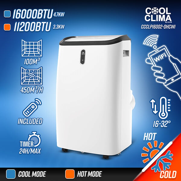 COOL CLIMA - CLIM MOBILE REVERSIBLE 16000BTU - COOL CLIMA - CCCLP16002-OHCWI - large
