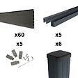 DECKLINEA - Kit Clôture Bois Composite Anthracite 9x1,8m RIO - Poteaux en Aluminium Gris - Brise Vue - Palissade - vignette