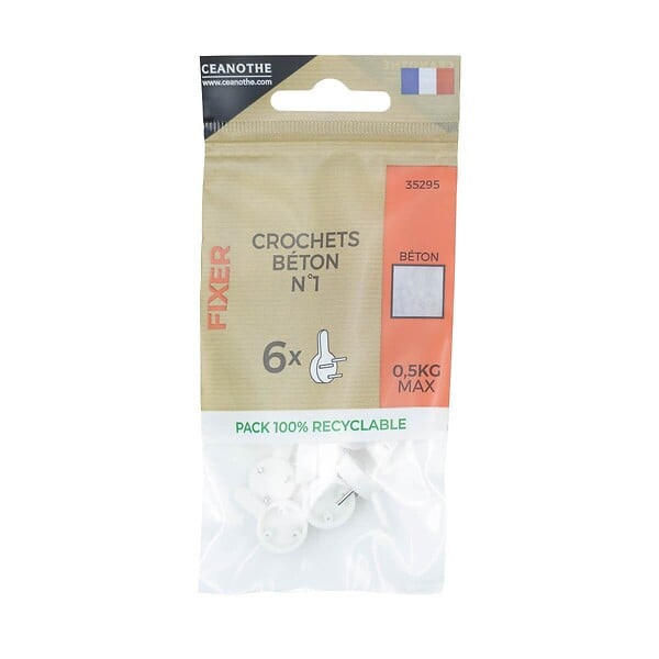 CEANOTHE - Sachet 6 crochets beton n° 1 - large