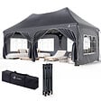 VOUNOT - Tonnelle de jardin 3x6m Pliable Barnum avec 6 parois amovibles Gris - vignette