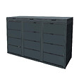 ATOLE - Cache poubelle extérieur triple en acier galvanisé - Abri poubelle pour 3 conteneurs 240 Litres - Anthracite RAL7016 - vignette