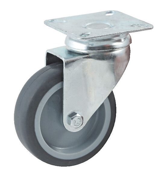 AVL - Roulette diamètre 100mm caoutchouc gris platine pivotant + frein - AVL - 552842L - large