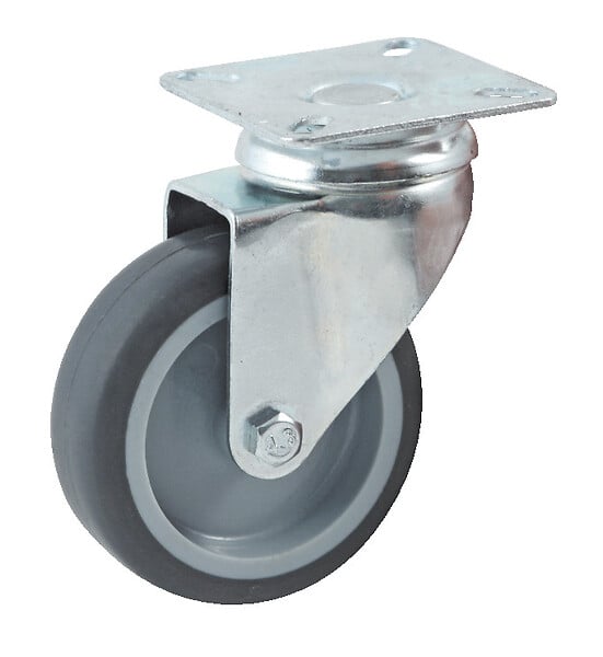AVL - Roulette diamètre 75mm hauteur 100mm caoutchouc gris platine pivotant + frein - AVL - 557975H - large