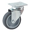 AVL - Roulette diamètre 75mm hauteur 100mm caoutchouc gris platine pivotant + frein - AVL - 557975H - vignette