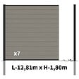DECKLINEA - Kit Clôture Bois Composite Platine 13x1,8m RIO - Poteaux en Aluminium Noir - Brise Vue - Palissade - vignette