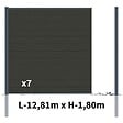 DECKLINEA - Kit Clôture Bois Composite Anthracite 13x1,8m RIO - Poteaux en Aluminium Gris - Brise Vue - Palissade - vignette