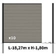 DECKLINEA - Kit Clôture Bois Composite Platine 18x1,8m RIO - Poteaux en Aluminium Noir - Brise Vue - Palissade - vignette