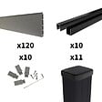 DECKLINEA - Kit Clôture Bois Composite Platine 18x1,8m RIO - Poteaux en Aluminium Noir - Brise Vue - Palissade - vignette