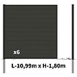 DECKLINEA - Kit Clôture Bois Composite Anthracite 11x1,8m RIO - Poteaux en Aluminium Noir - Brise Vue - Palissade - vignette