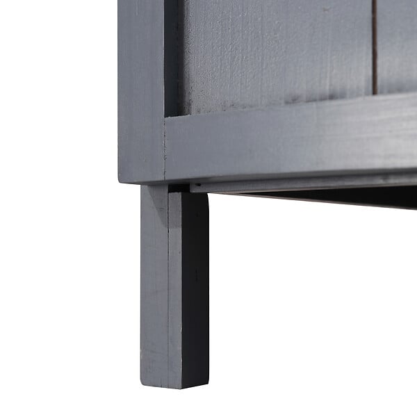 OUTSUNNY - Armoire de rangement de jardin sur pied, table de rempotage 2 en 1 double porte, étagère, plateau métal galvanisé - bois sapin gris - large