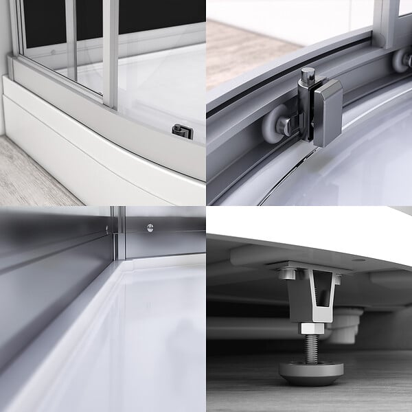 THALASSOR - Cabine douche 70 x 90 SILVER Noir asymétrique gauche - large