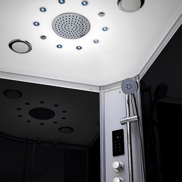 THALASSOR - Cabine hammam 120 x 90 SILVER Noir asymétrique droite - large