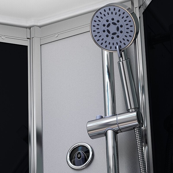 THALASSOR - Cabine douche hydromassante 120 x 80 SILVER Blanc rectangulaire gauche (accès angle) - large