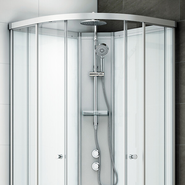 THALASSOR - Cabine douche 140 x 90 SILVER Blanc rectangulaire droite - large
